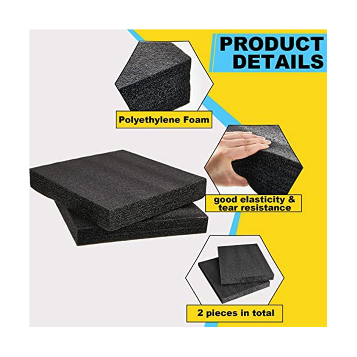 Polyethylene Foam 16X12X2Inch Polyethylene Foam Sheet Thick Foam Padding Foam Inserts for Crafts Polyethylene Foam Pad, Black